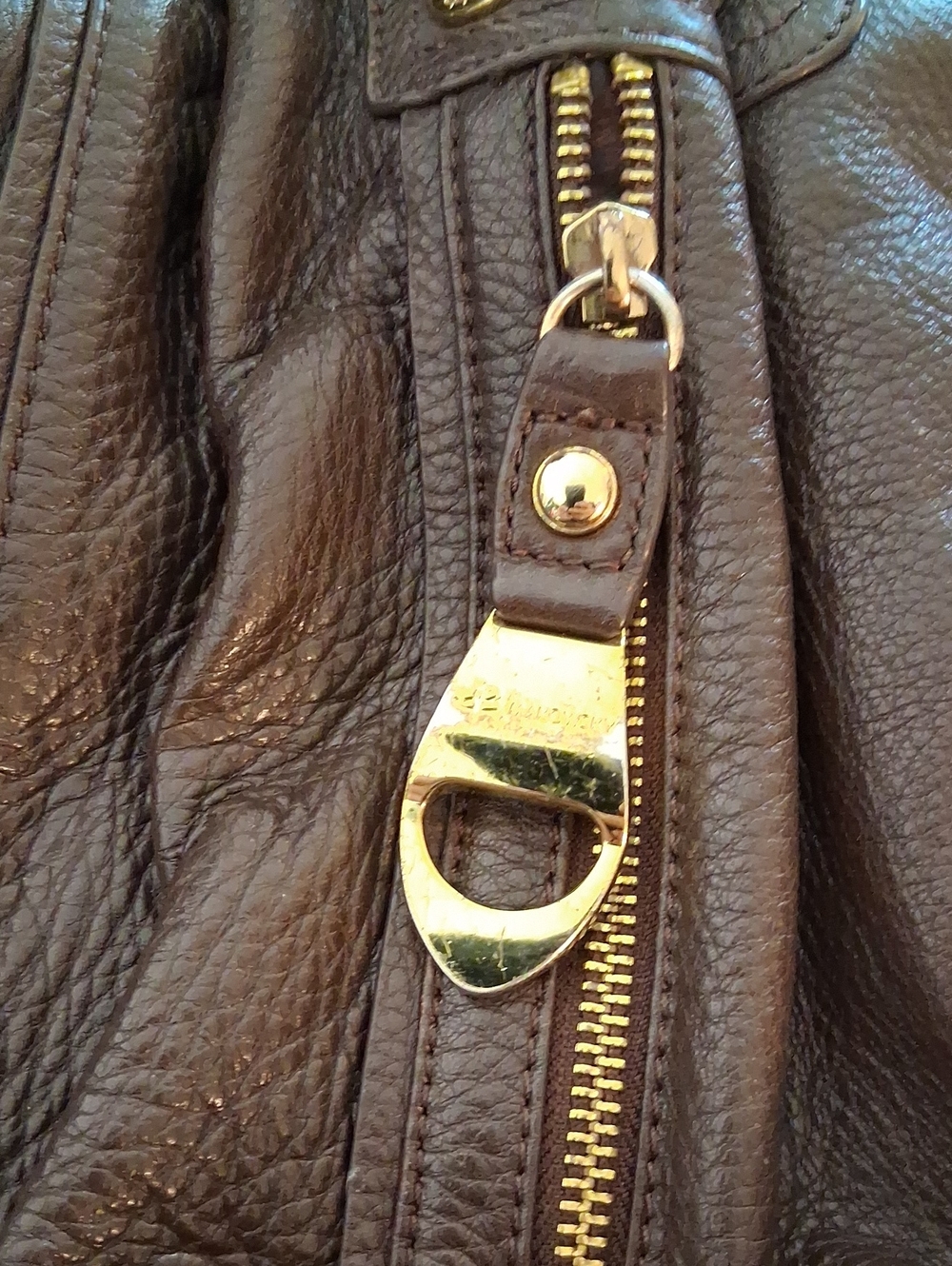 B. MAKOWSKY Vintage Brown Pebbled Leather Slouchy Shoulder Hobo Bag - Picture 11 of 11